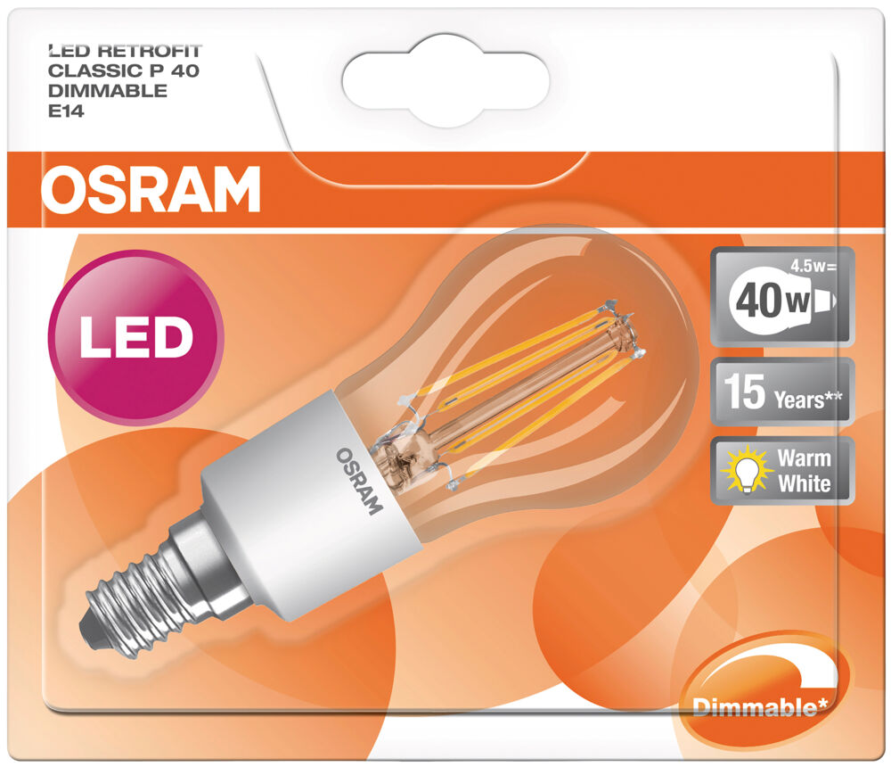 Osram LED Retrofit CLASSIC P DIM 40 4,5W E14